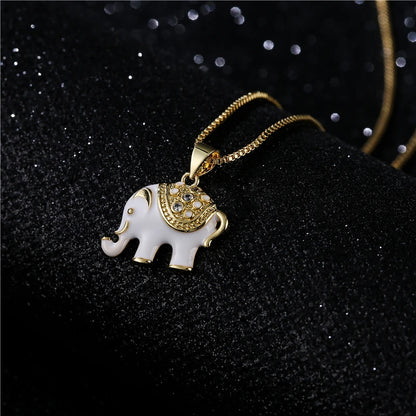 Elephant Pendant Necklace Gold Color