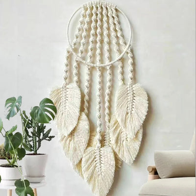 Native Leaf Macrame Hoop Dream Catcher Wall Hanging