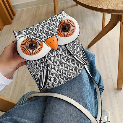 Owl PU Leather Handbag  Crossbody