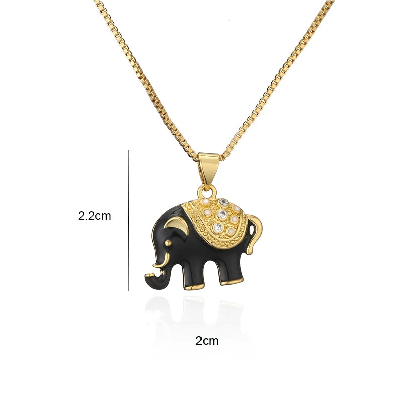 Elephant Pendant Necklace Gold Color