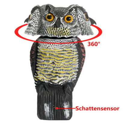 Owl Statue Scare Bird Rotating Head Sound Protection