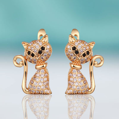 Cat Shape Cubic Stud Earrings