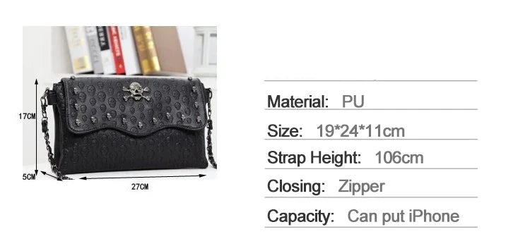 Skull Handbag Rivet Gothic