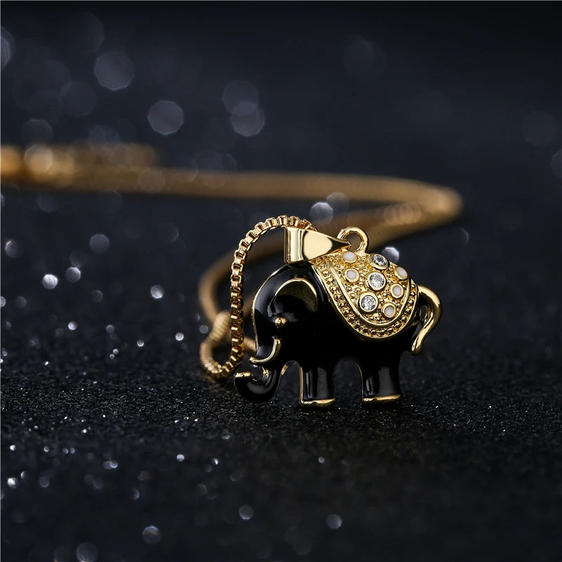 Elephant Pendant Necklace Gold Color