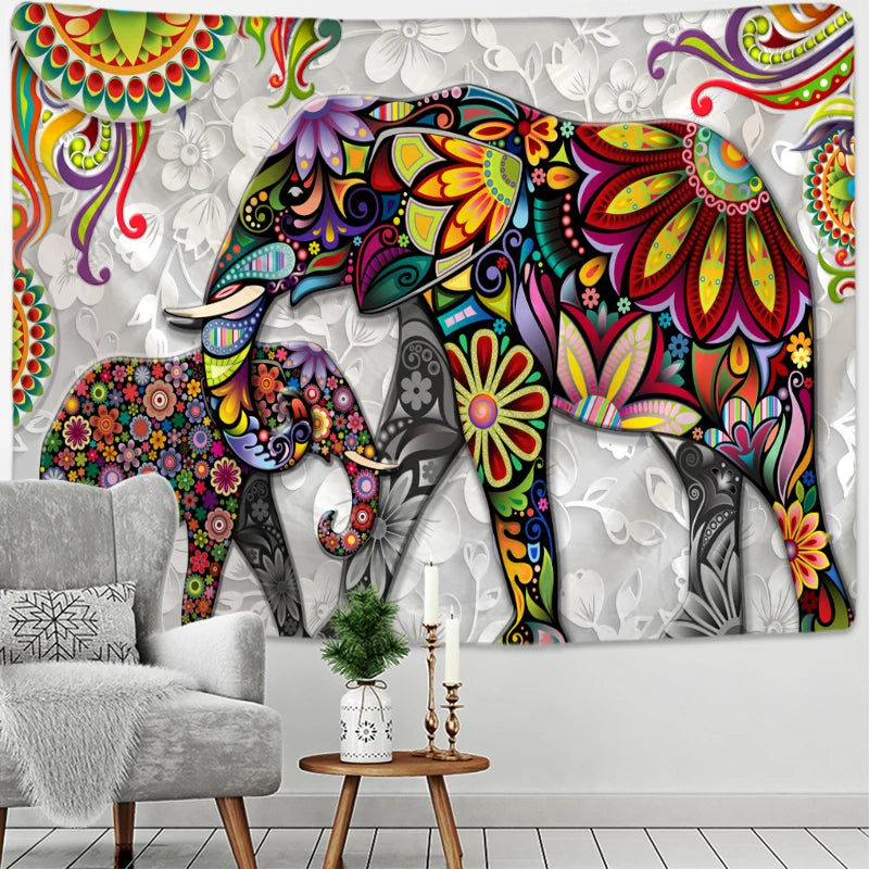 Elephant Printing Tapestry Wall Hanging Bohemian