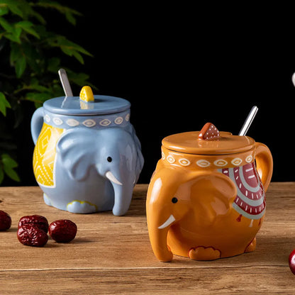 Elephant Ceramic Mug Embossed Cup