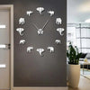 Elephant Wall Clock Large Acrylic Mirror Sticker