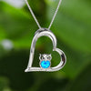 Owl Blue Opal Hollow Heart Pendant Necklace