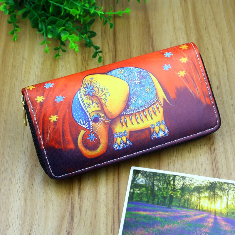 Elephant Purses Wallets Long Clutch Wallets