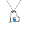 Owl Blue Opal Hollow Heart Pendant Necklace