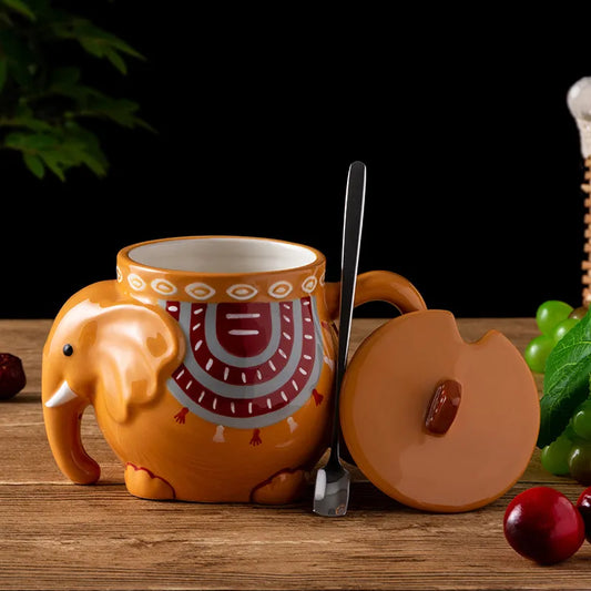 Elephant Ceramic Mug Embossed Cup