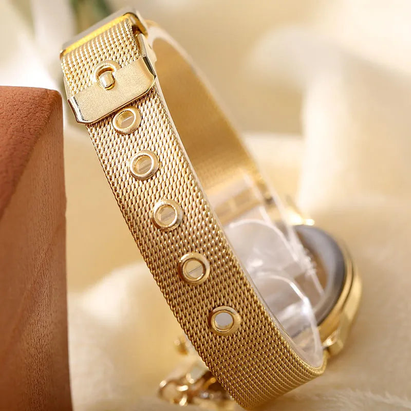 Owl Watches Gold Mesh Band