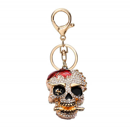 Sparkly Rhinestone Crystal Skull Keychain