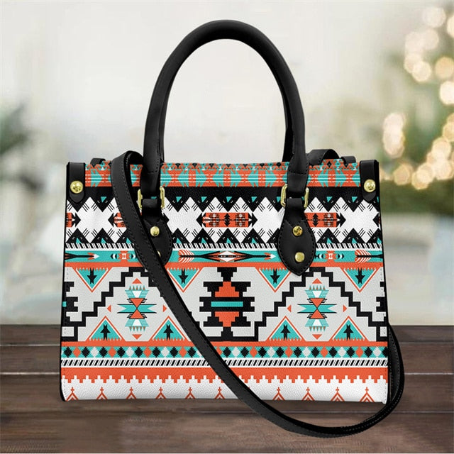 Native Tribal Printing Leather Handbags