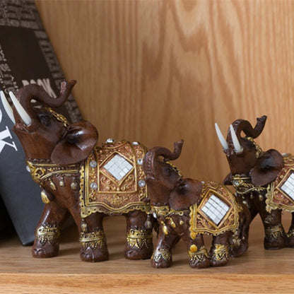 Elephant Gold Color Statue Resin Ornaments