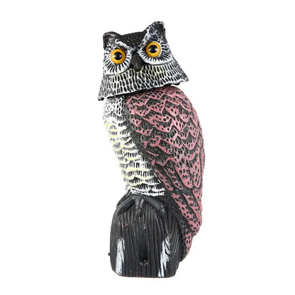 Owl Statue Scare Bird Rotating Head Sound Protection