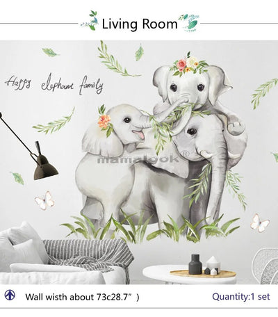 Elephants Family Baby Wall Stickers PVC Decals