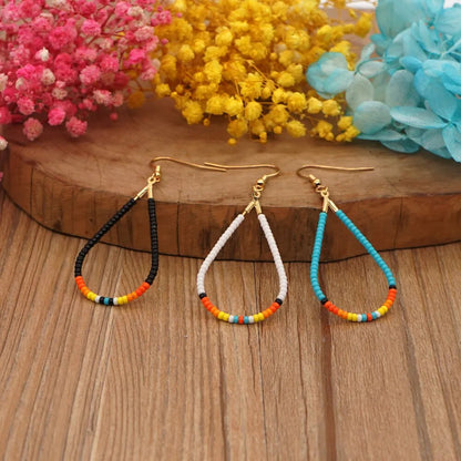 Native Water Drop Beads Dangle Earrings