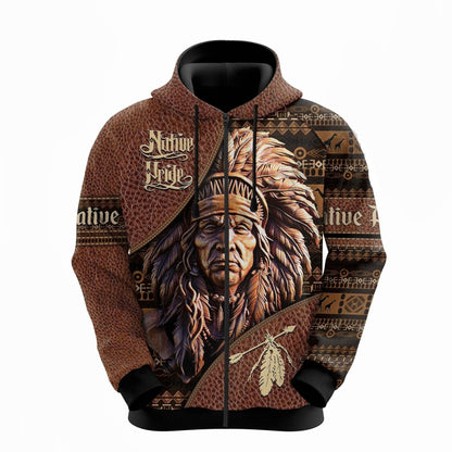 Native 3D Printed Chief Hoodies/Sweatshirt/Zip