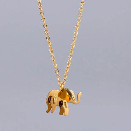 Elephant Pendant Necklace Rose Gold Color Titanium Steel