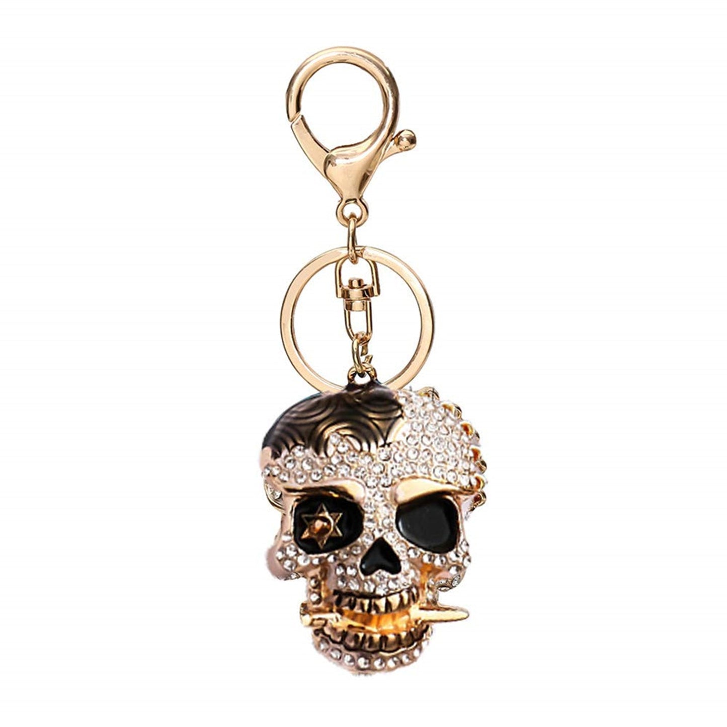 Sparkly Rhinestone Crystal Skull Keychain