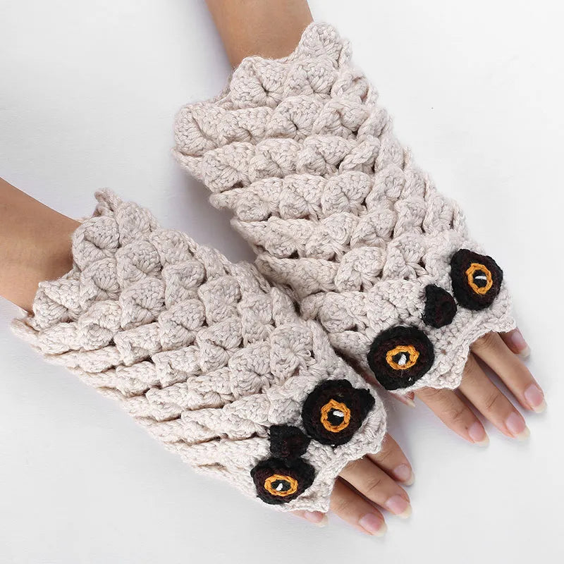 Cute Owl Hand Warmers Winter Knitted Gloves