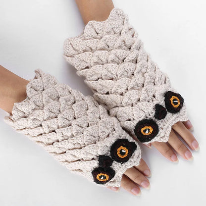 Cute Owl Hand Warmers Winter Knitted Gloves