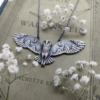 Owl Pendant Necklace Witch