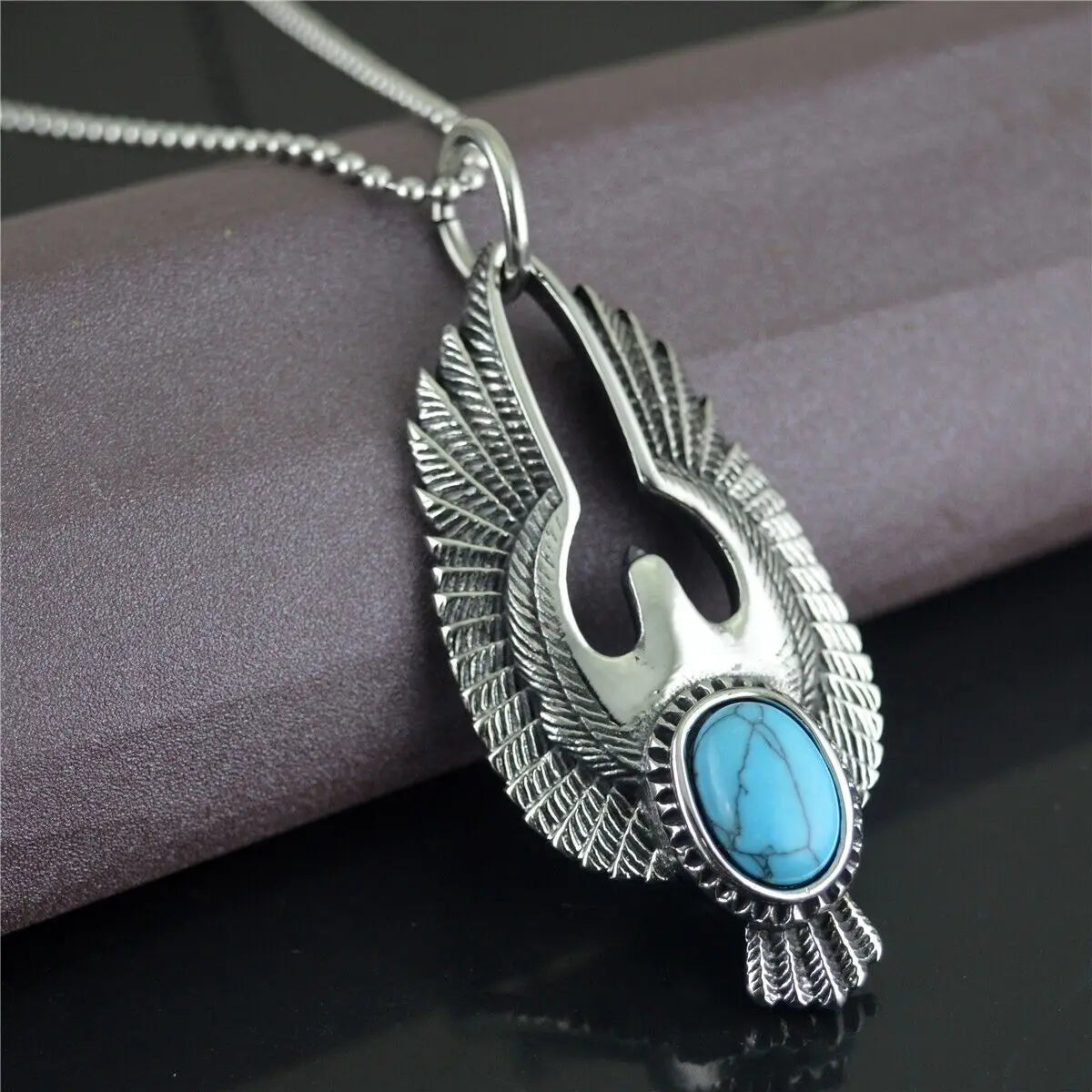 Native Turquoise Eagle Pendant Necklace Chain