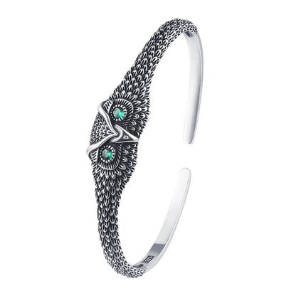 Owl Blue Green Zircon Cuff Bracelet