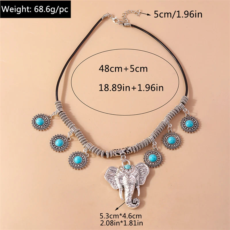 Elephant Necklace Silver Alloy Statement Necklace