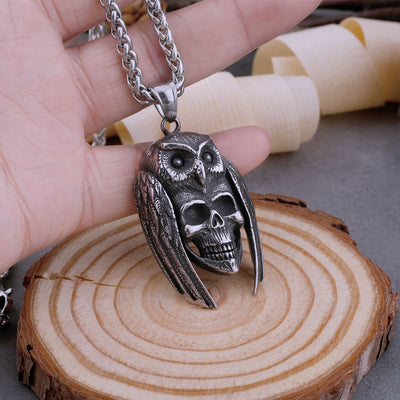 Vintage Owl Skull Necklace Pendant