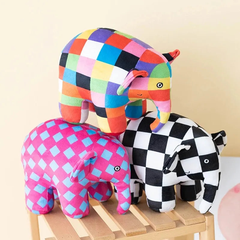 Elephant Figure Doll Cute Cartoon Plaid