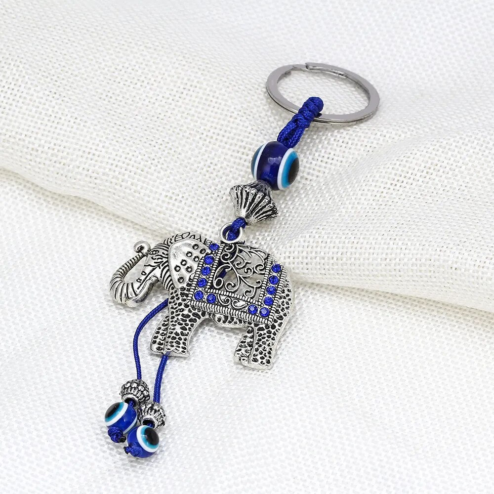 Elephant Keychain Blue Car Keyring