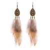 Native Long Feather Drop Earrings Necklace Set