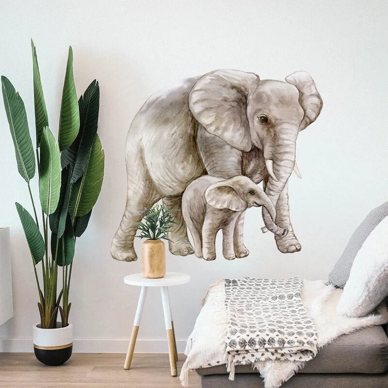 Elephant Pattern Wall Sticker PVC Self Adhesive