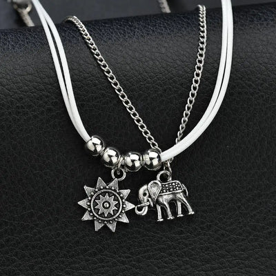 Elephant Multi-layer Square Bead Chain Anklet