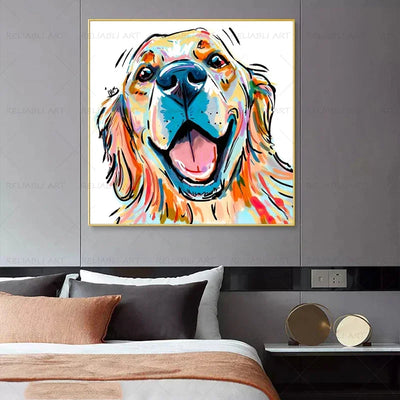 Dog Golden Canvas Painting Prints Wall Art