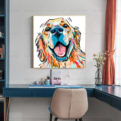 Dog Golden Canvas Painting Prints Wall Art