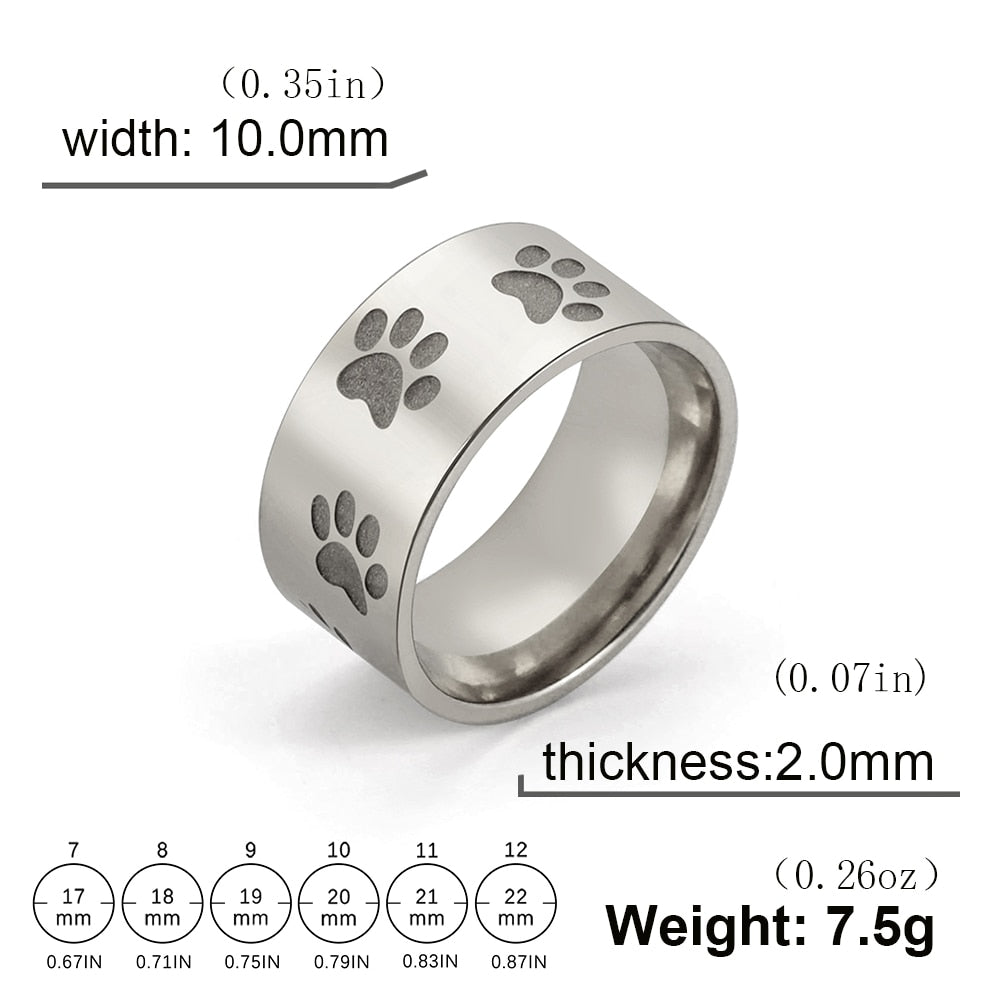 Dog Paws Ring Stainless Steel