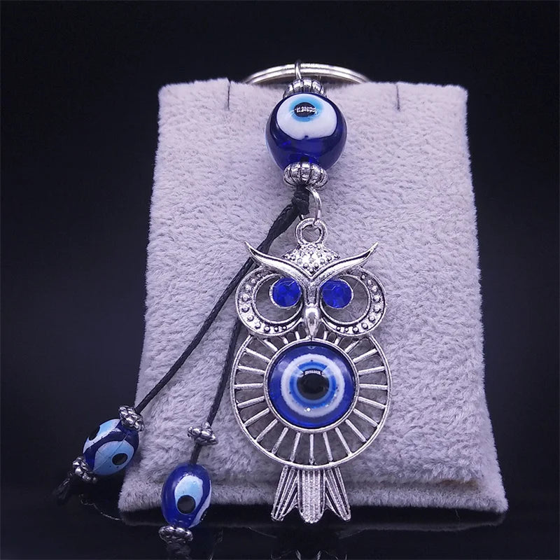 Owl Evil Blue Eye Tassel Key Chain