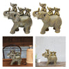 3 Baby Elephants Riding An Elephant Statue Figurine