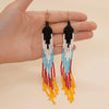 Native Tassel Fringe Earrings Seed Bead