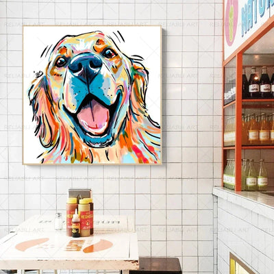 Dog Golden Canvas Painting Prints Wall Art