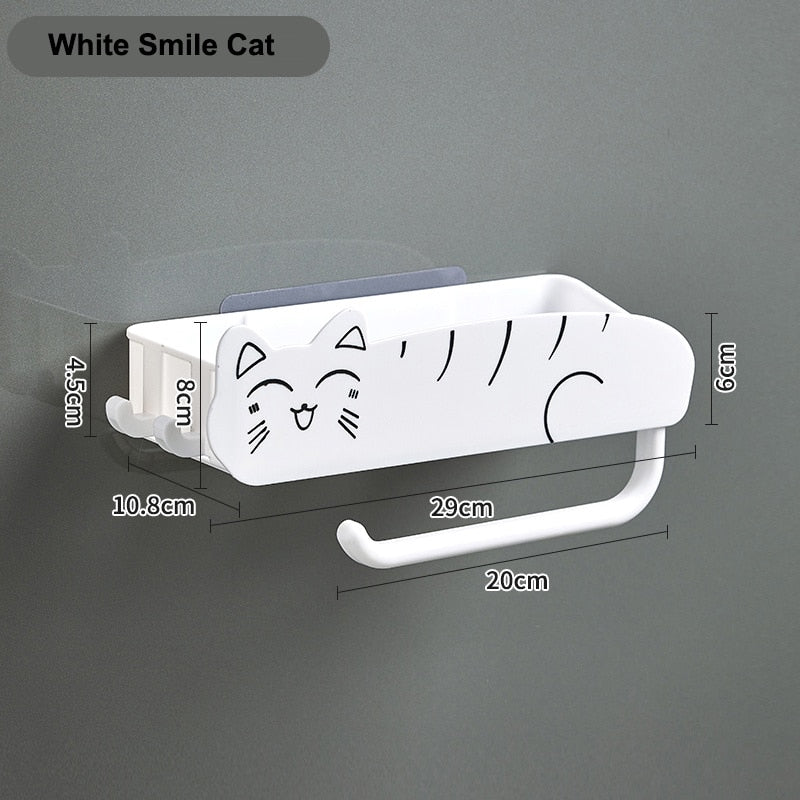 Kawaii Cat Bathroom Shelf Storage Rack With Hooks Storage Rack