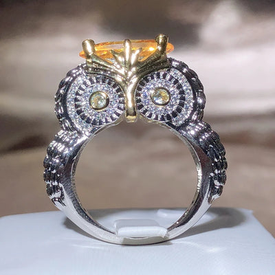 Owl Shape Orange Zirconia Ring