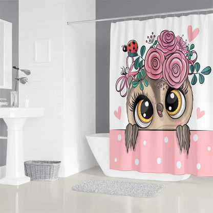 Owl Bathroom  Curtains Print Waterproof