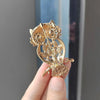 Owl Brooches Sparkling Crystal Opal Stone