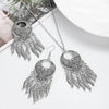 Native Alloy Feather Tassel Round Carved Earrings Sets