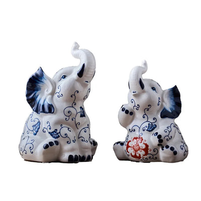 Elephant Crafts Porcelain Sculpture Ceramic Statue